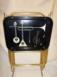 Vintage Retro Mid Century Metal Tv Trays Set Of Four 4 With Stand Metal Tv Trays Vintage Tv Trays Retro Mid Century