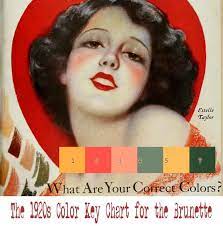 1920s Color Chart For Your Type Brunettes Historical Makeup 1920s Makeup Vintage Makeup