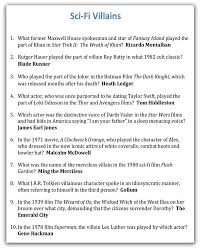 Science Fiction Movie Villains Trivia Night Round Trivia Night Trivia Night Questions Trivia