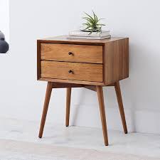 Our solid wood bedside table featuring a top drawer and handy shelf beneath. Mid Century Bedside Table Acorn West Elm United Kingdom