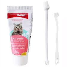 Bioline Kedi Dis Macunu Ve Dis Fircasi Seti Peynir Aromali 50 Gr