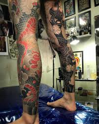 Ym Harimaroo Leg Tattoos Japanese Tattoo Calf Sleeve Tattoo