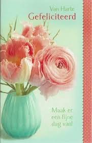Van Harte Gefeliciteerd Kaartje Met Zalm Rose Bloemen Roos Bloemen Verjaardag Bloemen Gefeliciteerd