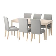 Henriksdal Table And 6 Chairs Birch Ramna Light Grey Ikea In 2019 Dining Table Chair Table