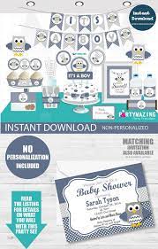 Its A Boy Baby Shower Printable Navy Blue Owl Baby Shower Instant Download D052 Personalized Party Set Http Candy Bar Globos Bebe