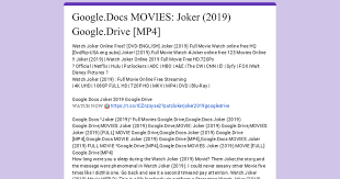 Them joker,the story,and the message were phenomenal in watch joker (2019). Google Docs Movies Joker 2019 Google Drive Mp4