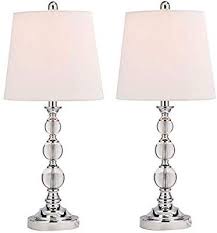 Co Z Elegant Table Lamp Set Of 2 With Stacked Crystal Ball Metal Base White Fabric Lamp Shade Elegant Table Lamp Crystal Table Lamps Modern Bedside Lighting