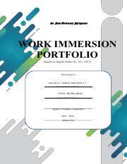 Write the perfect resume with help from our resume examples for students and professionals. Work Immersion Portfolio Based On Deped Pdf Insert The School Name Work Immersion Portfolio Based On Deped Order No 30 S 2017 This Belongs To Name Of Course Hero