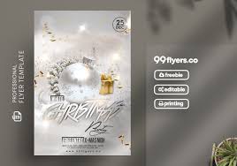 Easily change text, layout & images. White Christmas Party Free Psd Flyer Template 99flyers