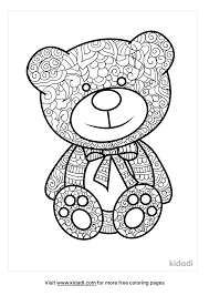 The christmas teddy is all dressed in a furry santa cap complete with holly and berry decorations. Zentangle Teddy Bear Coloring Pages Free Animals Coloring Pages Kidadl