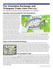 The worksheets are offered in developmentally. Columbian Exchange And Triangular Trade Cont Whii 4d 4e 4f And 5e Fcps Hs Course Hero
