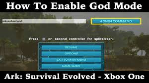 The console can be opened by pressing tab ↹ (on the pc/keyboard) or by entering the pause screen, and simultaneously pressing , , and on the xbox, or , , and on playstation. How To Enable God Mode Ark Survival Evolved Xbox One Youtube