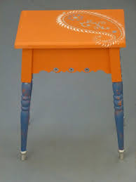 Orange And Blue Hand Painted Table Painted Furniture Painted Table Hand Painted Furniture