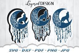 Layered Mandala Dreamcatcher Wolf Svg Dxf Cut Files 1275355 Cut Files Design Bundles