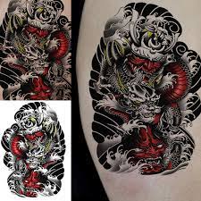 However, both are usually depicted as a very intelligent creature free to roam wherever it wishes. Amazon Com Oottati 2 Sheets Old School Black Red Japan Dragon Warrior Samurai Prajna Temporary Tattoos For Arm Beauty