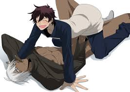 leonardo watch, zap renfro, kekkai sensen, 2boys, abs, blush, brown hair,  cigar, male focus, multiple boys, nude, size difference, tan, white hair,  yaoi - Image View - | Gelbooru - Free Anime and Hentai Gallery