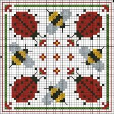 Free Cross Stitch Chart Ladybugs And Bees Square Cross