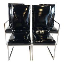 Sleek Patent Vinyl Milo Baughman Dining Chairs Set Of 4 In 2020 Dining Chair Set Dining Chairs Baughman