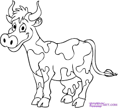 How To Draw A Cartoon Cow Step 6 Cow Coloring Pages Cartoon Drawings Cow Pictures