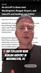 Black Hawk helicopter collides with American Airlines flight above  Washington’s Reagan National Airport. Flight was inbound from Wichita,  Kansas. 60 passengers.
