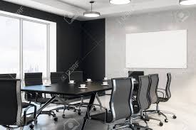 Black and white conference room silhouette. Side View On Black Meeting Table In Modern Conference Room With Stock Photo Picture And Royalty Free Image Image 112765341