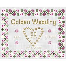 Wedding cross stitch pattern heart cross stitch love cross stitch diy personalized gift modern cross stitch mr and mrs counted cross stitch. Golden Wedding Anniversary Cross Stitch Kit Amazon Co Uk Books