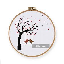 And there's no need to worry about learning different kinds of stitches because the patterns only use whole cross stitches. Embroidery Cross Stitch Pattern Download Embroidery Designs Cross Stitch Kits Needlepoint Cross Stitch Love Love Bird Craft Supplies Tools Kits How To Commentfer Fr