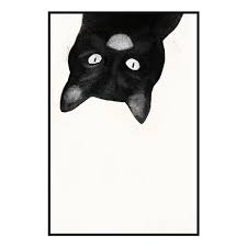 Draw a line down from the nose and then a curved line on each side of the face to make the mouth. Oakland Living Wall Art Upside Down Kitten White Wood Frame 24 In X 35 In Cd 8405b Rona