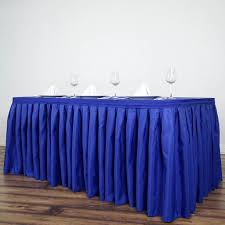 17ft Royal Blue Pleated Polyester Table Skirt In 2020 Table Skirt Wedding Table Decorations Diy Table Decorations