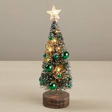 Green Glittered Led Light Up Bottle Brush Tree Christmas Miniatures Christmas And Winter Holiday Crafts Factory Direct Craft
