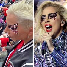 Lady Gaga calls back to her 2017 Super Bowl half-time performance with  bedazzled eyes while attending 2024 game : r/popculturechat