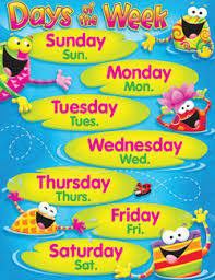 Chart Days Of The Week Frog Tastic
