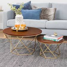 Our collection of unique coffee tables come in elegant marble, gold, wood and more. Gold Geometric Wood Top Coffee Table Set Of 2 Kirklands