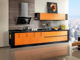 Formica is a brand name that covers a wide range of laminate products used on everything from cabinets and. This Orange Laminate And Black Wood Combination Complement The Simple Kitchen Cabinet System Kitchen Cabinets Models Laminate Kitchen Laminate Kitchen Cabinets