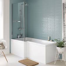 L Shaped Shower Bath Glass Shower Screen Towel Rail Left Right Hand 1700mm L Shaped Bath Bath Screens Shower Over Bath