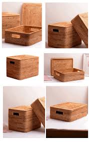 Woven wicker baskets with lids. Laundry Rectangular Rattan Basket With Lids Extra Large Vietnam Handmade Rattan Storage Baskets For Shelves Wicker Baskets Storage Woven Baskets Storage Storage Baskets