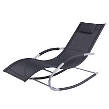 Outsunny Chaise Rocker Patio Lounge Chairs Swing Recliner Relaxer W Pillow Lounge Chair Outdoor Patio Lounge Chairs Outdoor Rocking Chairs