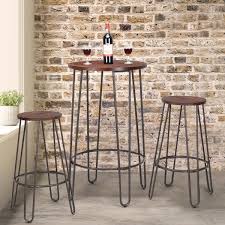 Gymax 3pc Pub Set Bar Wood Round Table Height Counter Chairs Bistro Stool Furniture Walmart Com In 2020 Bistro Stools Bar Table And Stools Counter Chairs