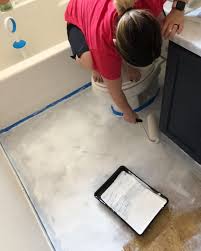 Here's some pictures of design ideas for your flooring furniture design related to kitchen floor paint ideas. Bathroom Makeover Phase 2 Chalk Painted Linoleum Floors All Things Thrifty