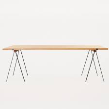 The table substructure, table legs or table trestles are selected according to the table length and width. Frama Trestle Table Blackened Steel Oak