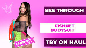 TRANSPARENT TRY ON Haul Fishnet Bodysuit With Mirror View! | Jean Marie Try  On - YTboob