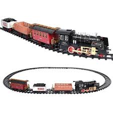 Ibasetoy Classic Train Set With Realistic Smoke And Sounds Full Set Train Toys With Locomotive Engine Cars Tracks Toyt Model Trains Toy Train Toy Trains Set