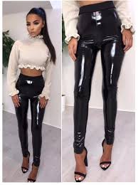 2019 New Leather Disco Pants Sexy Women Ladies Black Vinyl Pvc Wet Look Shiny Elasticated High Waist Skinny Leggings Pant From Sweet59 23 49