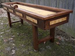 Shuffleboard Table In Walnut And Burl Or Curling Table Eh Etsy Shuffleboard Table Shuffleboard Table Games