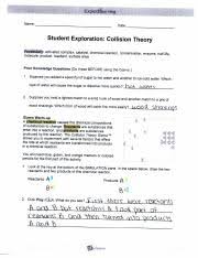 Activity a collision theory gizmos : Iii 3 Collision Theory Gizmo Name Student Exploration Collision Theory Molecule Product Reactant Surface Area Prior Knowledge Questions Do These Course Hero