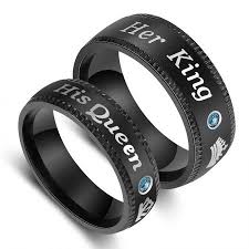 Black And Blue Wedding Rings For Her Her King And His Queen Black Promise Rings For Couples Price For A Pair Promise Rings For Couples Queen Rings Sapphire Engagement Ring Blue