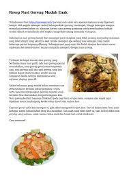 Berikut ini 5 menu sarapan sehat dan alami yang bagus untuk diet karena membantu menurunkan berat badan sepiring telur lezat adalah sumber protein yang baik untuk membangun otot. Resep Nasi Goreng Mudah Enak By Klikgayahidupnet Issuu