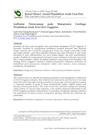 Rahmi taharob febri yanti julita kaisupy jurusan : Pdf Indikator Perencanaan Pada Manajemen Lembaga Pendidikan Anak Usia Dini Unggulan