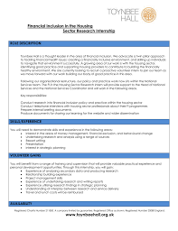 Job description/v1/june 2017 job description job title: Financial Inclusion In The Housing Sector Research Internship Role