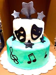 Design Birthday Cake For 14 Year Old Boy Drama Birthday Cake For My 14 Year Old Niece Musical Notes Are Hand Painted Birthday Cake Decorating Cake Designs Birthday Pretty Birthday Cakes